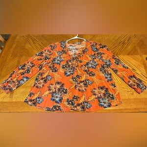 Old Navy Orange Floral Boho Blouse